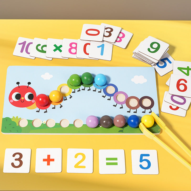 Early education puzzle children caterpillar calculation clip bead color cognition concentration training toy