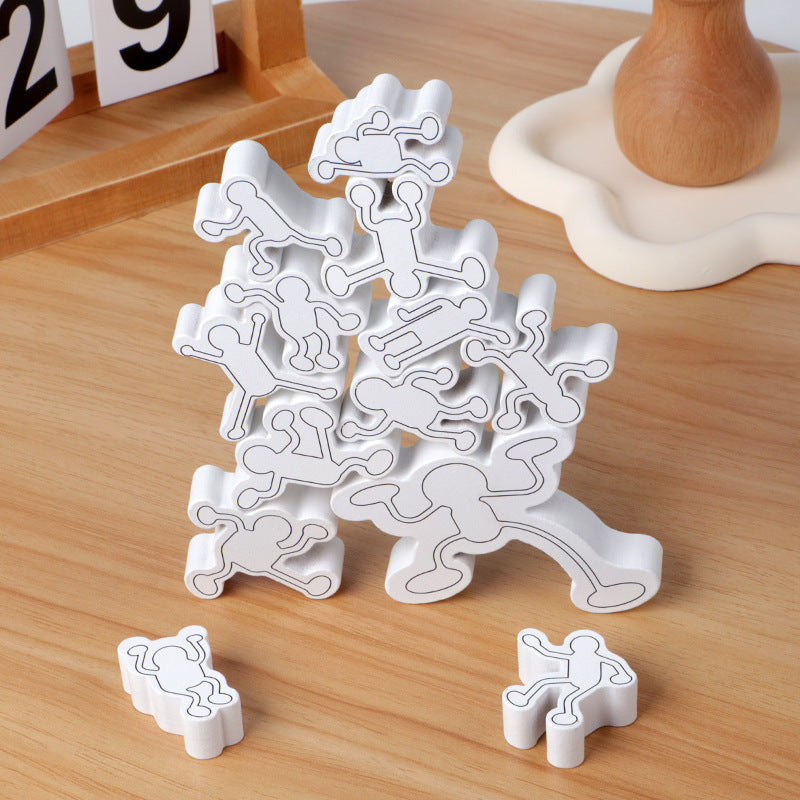 Christmas toy gift mini irregular little person stacking high children's early education puzzle balance stacking music focus training building block toys
