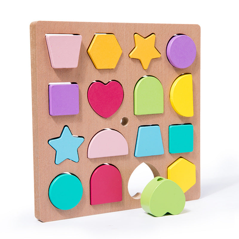 Children's Enlightenment Color Shape Cognition Rope Wooden Puzzle Bead Matching Hand Eye Coordination Montessori Early Education Toys