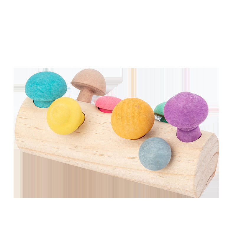 Simulation Mushroom Picking Game Fun Macaron Mushroom Picking Wooden Toy