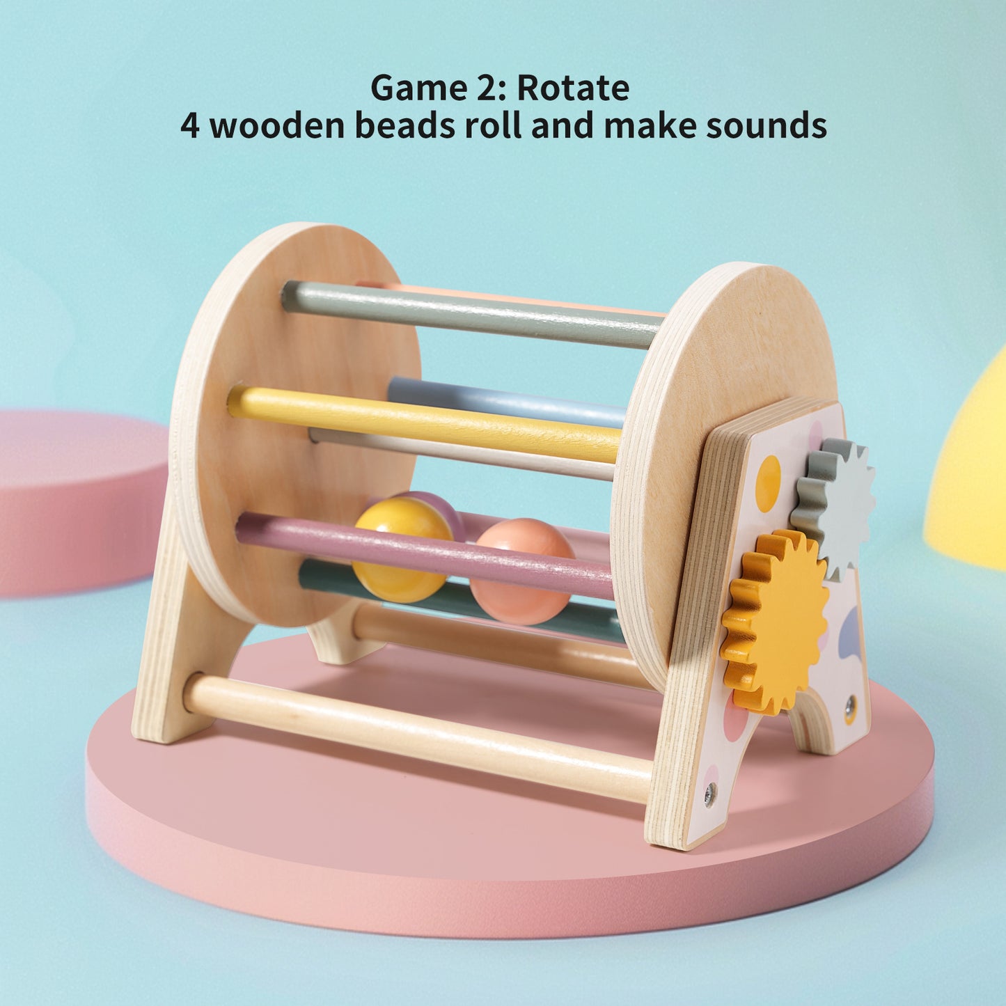 Three in one desktop wooden rolling drum kindergarten puzzle Montessori early education toy
