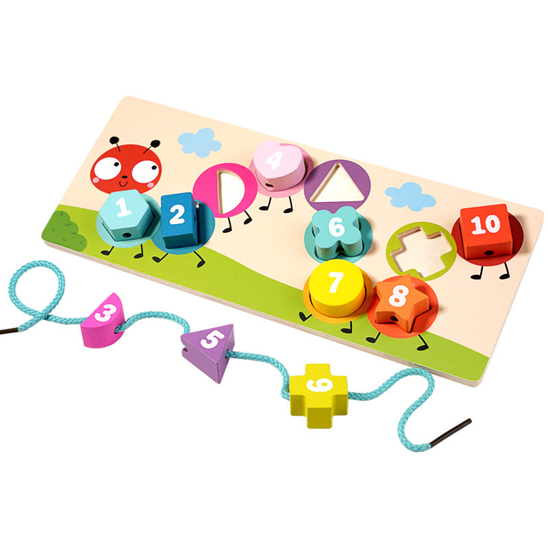 Geometric Shape Cognitive Matching Toys, Children's String Panel, Handheld Board, Jigsaw Puzzle, and Board Assembly Teaching Aids