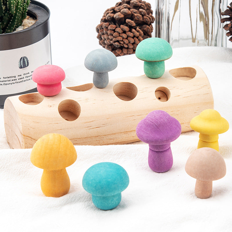 Simulation Mushroom Picking Game Fun Macaron Mushroom Picking Wooden Toy