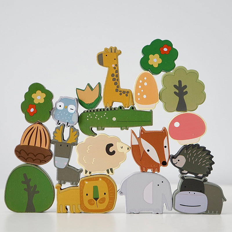 Wooden multifunctional animal balance toys, puzzle stacking blocks, children's early education stacking high parent-child interactive toys