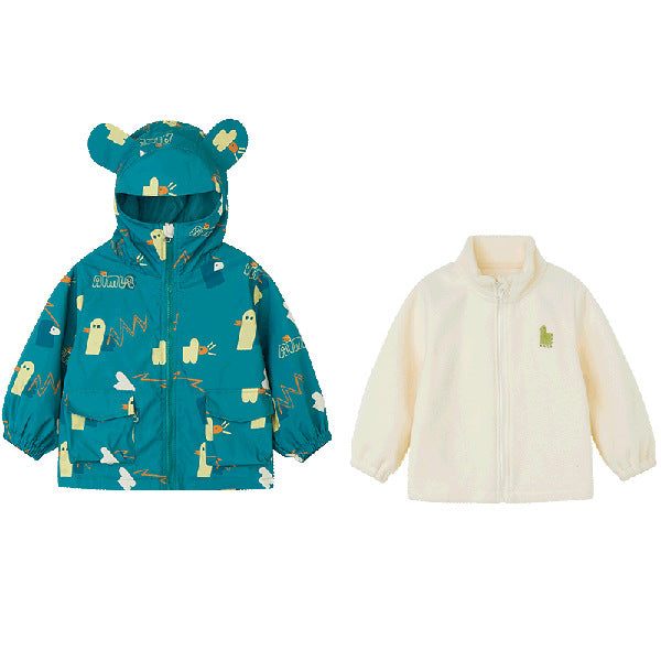 Children's Clothing Autumn Coat Autumn 3 In 1 Two-Piece Set Of Polar Fleece Inner Liner Girls Top