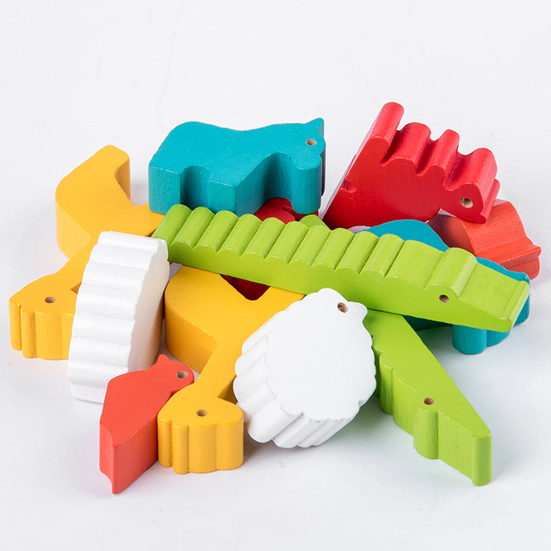 Wooden children's fun animal balance boat game, stacking stilts, seesaw, building blocks, puzzle and early education toys
