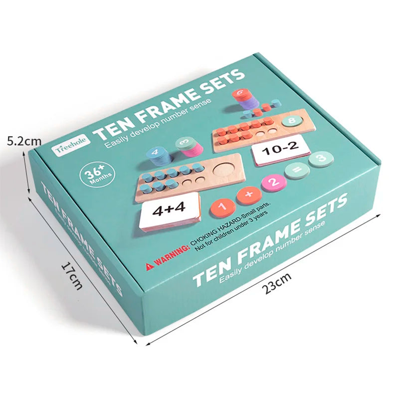 Kindergarten puzzle wooden toy ten grid array addition and subtraction arithmetic ten digit counter for children