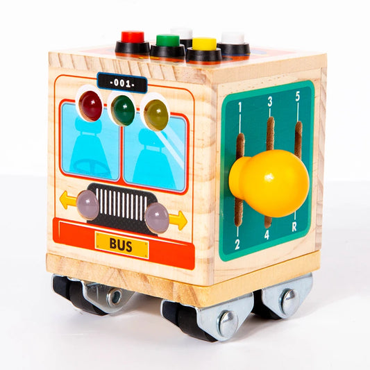 Wooden toys busy bus boys and girls Montessori early education simulation early education kindergarten puzzle toys
