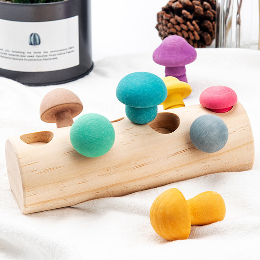 Simulation Mushroom Picking Game Fun Macaron Mushroom Picking Wooden Toy
