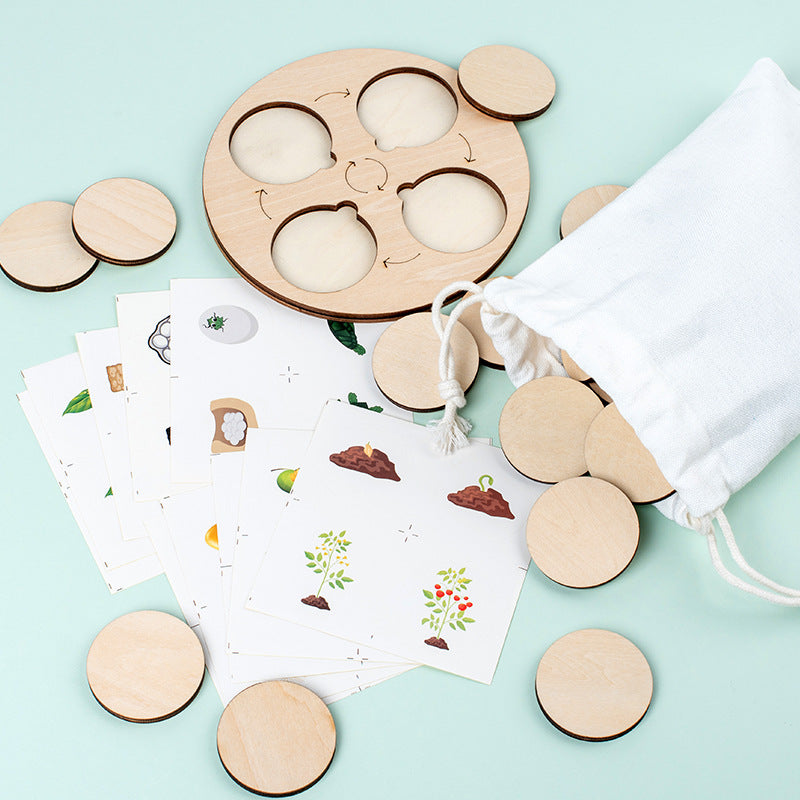Christmas toys, gifts for children, wooden animals and plants, life cycle building blocks, puzzles, Montessori growth and evolution theory puzzle boards, cognitive toys