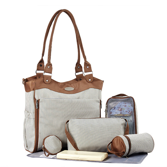 9pcs/set  Maternity Diaper Nappy Bags with Stroller Hooks Baby Bottle Bag Tote Kids Clothes Pouch Nappy Changing Pad