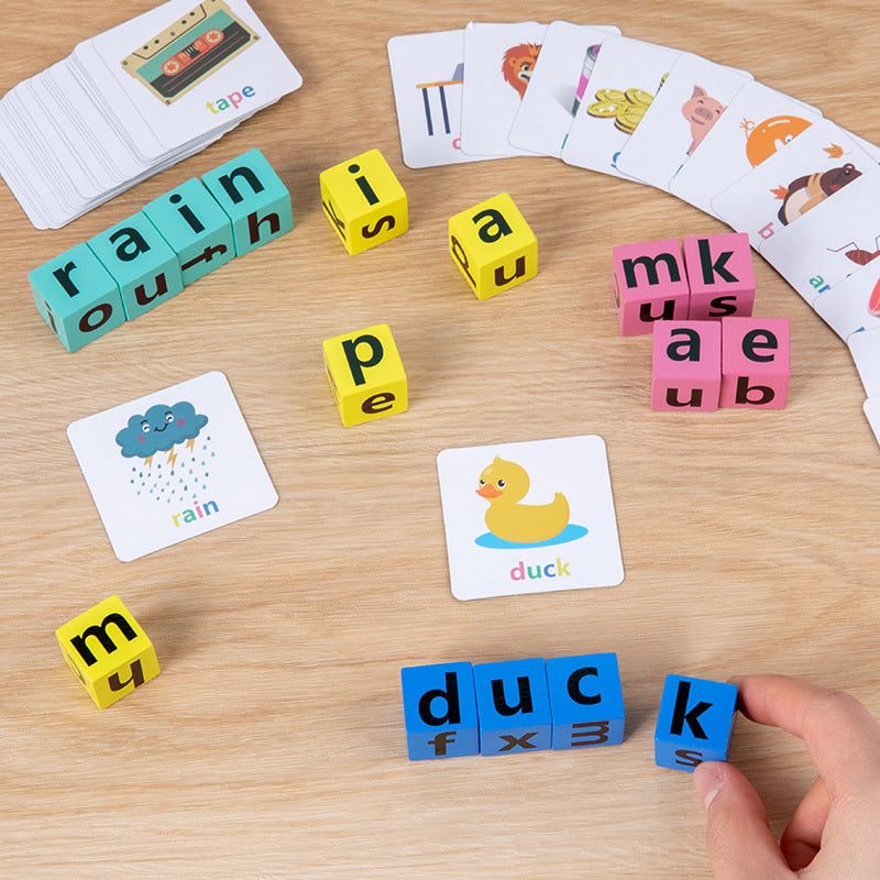 Children's Kindergarten Fun English Word Spelling Early Education Enlightenment English Learning Blocks Christmas Toys Gifts