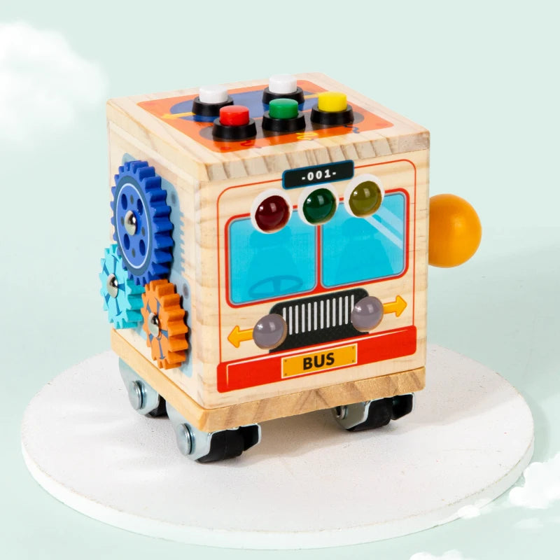 Wooden toys busy bus boys and girls Montessori early education simulation early education kindergarten puzzle toys