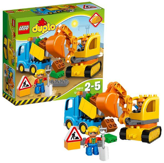 10812 Duplo Town Toy Truck and Tracked Excavator, Large Building Bricks, Preschool Construction Set for Kids