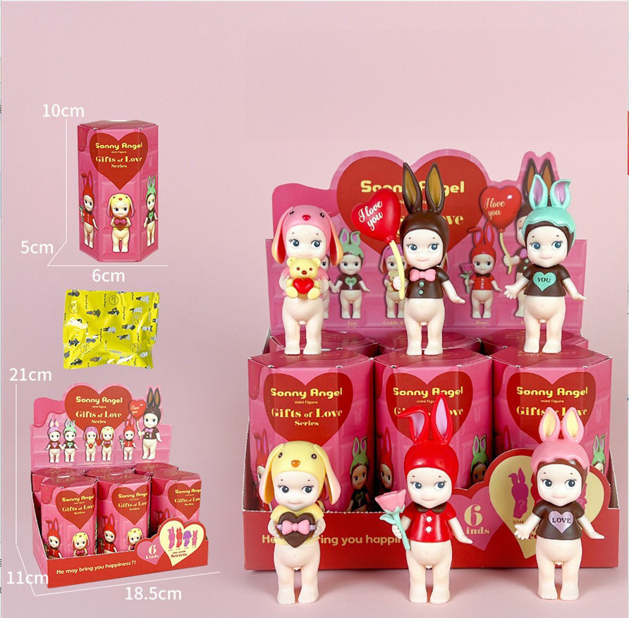 Party Angel Cheek Blind Box Car Ornament Mobile phone Decoration Handmade Anime Doll Finished End Box