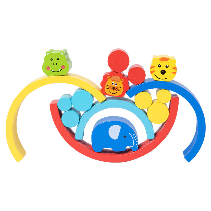 Montessori Early Education Rainbow Animal Balance Building Blocks Fun Enlightenment Kindergarten Stacker Musician Eye Coordination Stacking Height