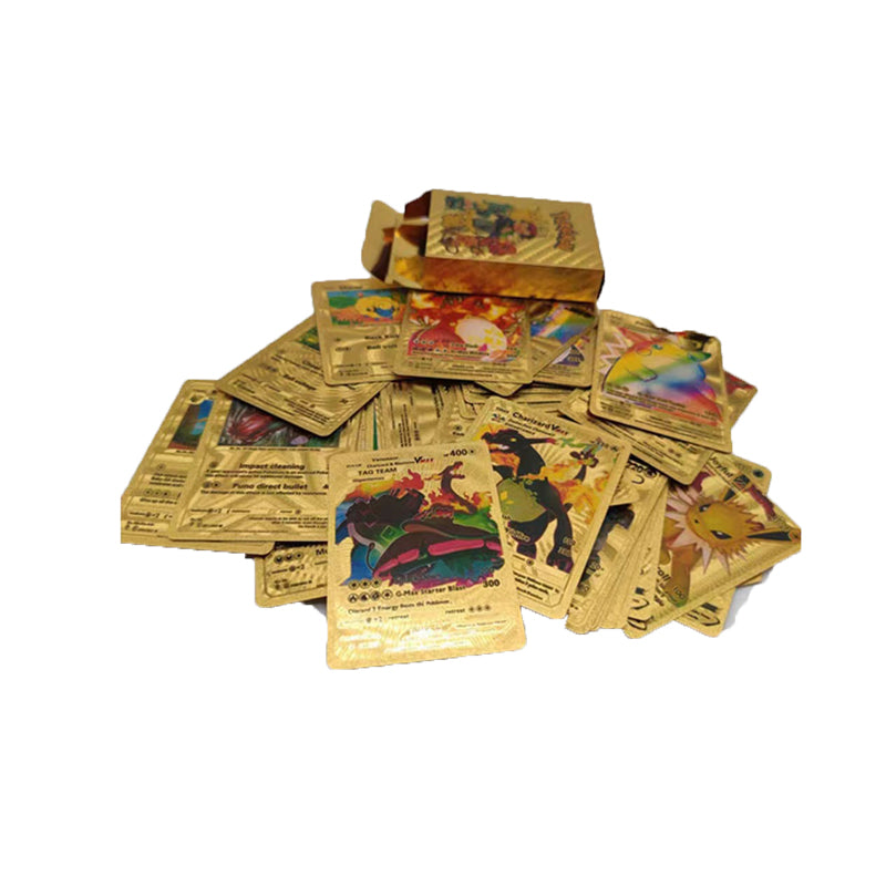 55 sheets Pokémon Pikachu Gold Card Silver Card Pokemon Pokémon Gold Foil Card English 