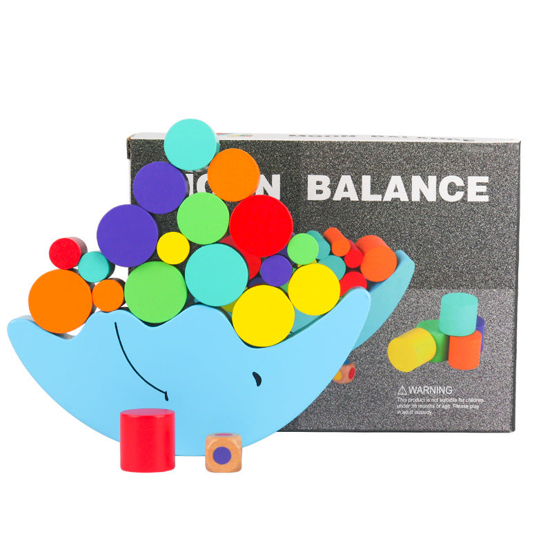 Christmas toy gift, wooden moon, balance beam, building block toy, children's early education, puzzle, stacking, building, tower building, parent-child interactive game