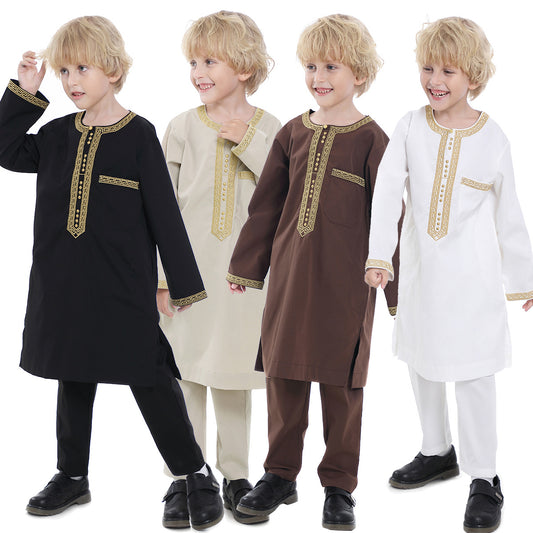 Middle Eastern teenage boy embroidered robe set