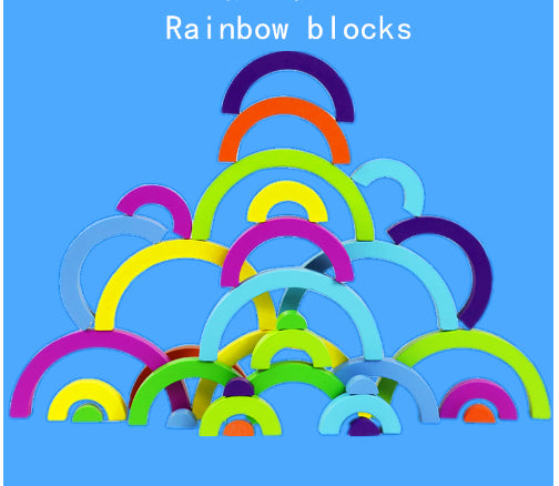 Rainbow building blocks, basswood, German large wooden stacking music, wooden baby early education children's puzzle toys