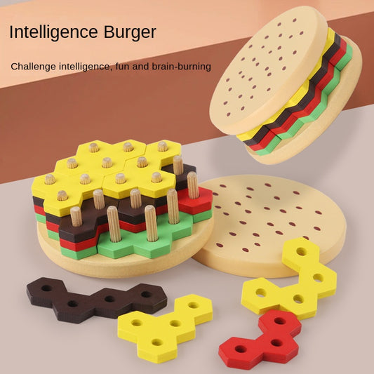 Intelligent Burger Brain Burning Game, Children's Early Education, Puzzle Exercise, Baby's Hand Eye Coordination Ability, Wooden Puzzle Toy