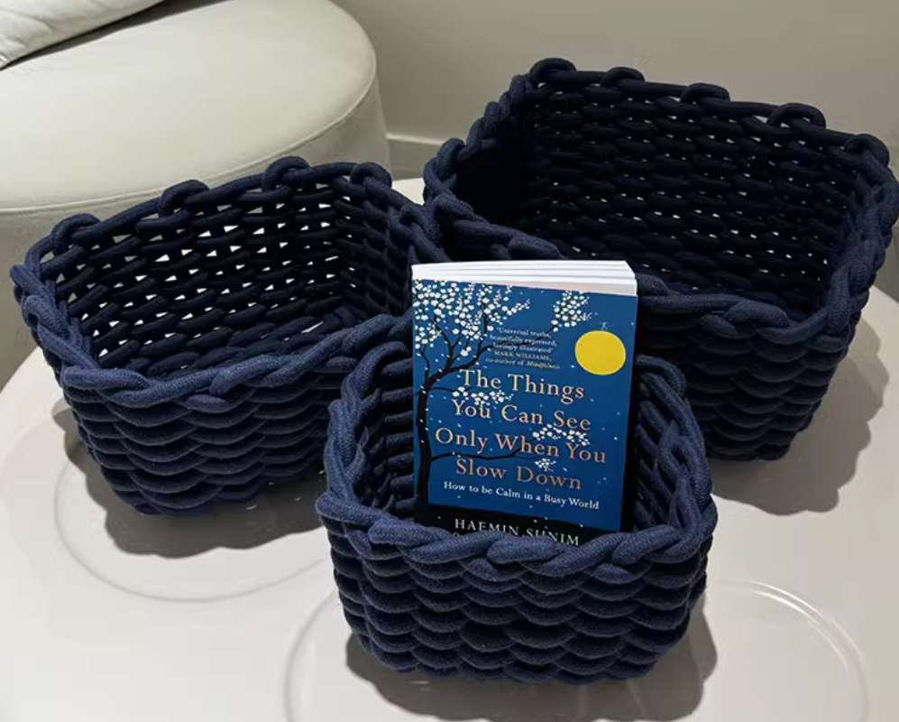Storage Basket Hand woven Cotton Rope Sorting Basket 3-Piece Set Simple Homestay Design Home Storage Basket