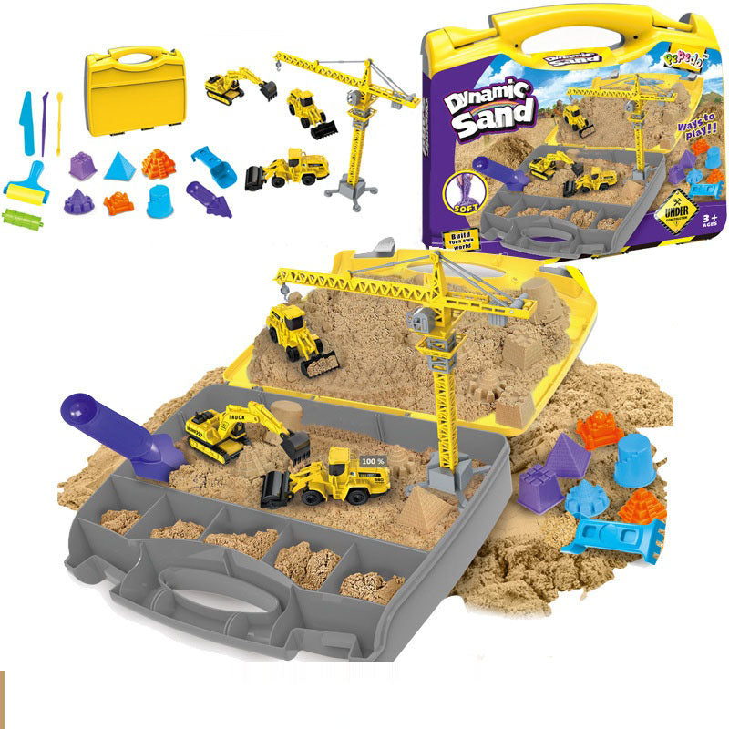 Children's Space Engineering Set Toy Sand Belt Sand Table for Boys and Girls to Play with Sand Colored Sand Clay Toys