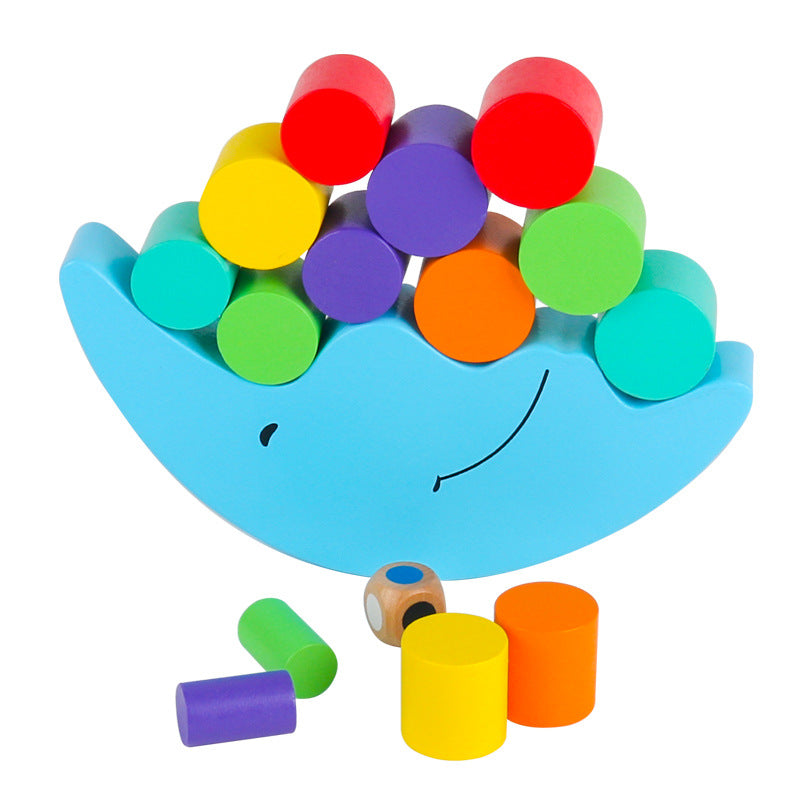 Christmas toy gift, wooden moon, balance beam, building block toy, children's early education, puzzle, stacking, building, tower building, parent-child interactive game
