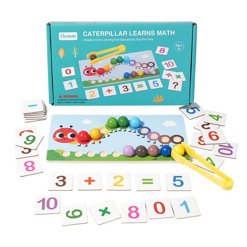 Early education puzzle children caterpillar calculation clip bead color cognition concentration training toy