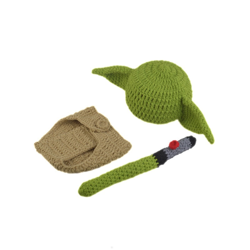 Hot Star Wars Yoda Outfits Crochet Baby Yoda Costume Newborn Baby Yoda Photography Props Knitted Cartoon Clothing