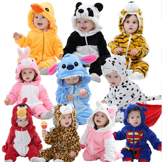 Cute Cartoon Flannel Baby Rompers Novelty Rabbit Cotton Baby Boys Girls Animal Rompers Stitch Baby's Sets kigurumi New born