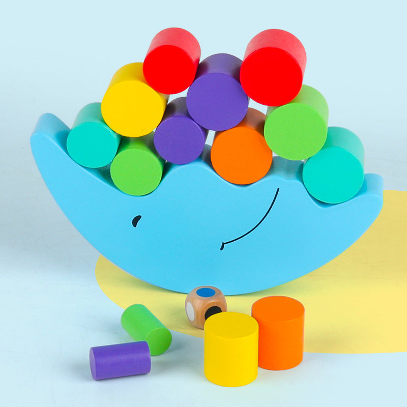 Christmas toy gift, wooden moon, balance beam, building block toy, children's early education, puzzle, stacking, building, tower building, parent-child interactive game