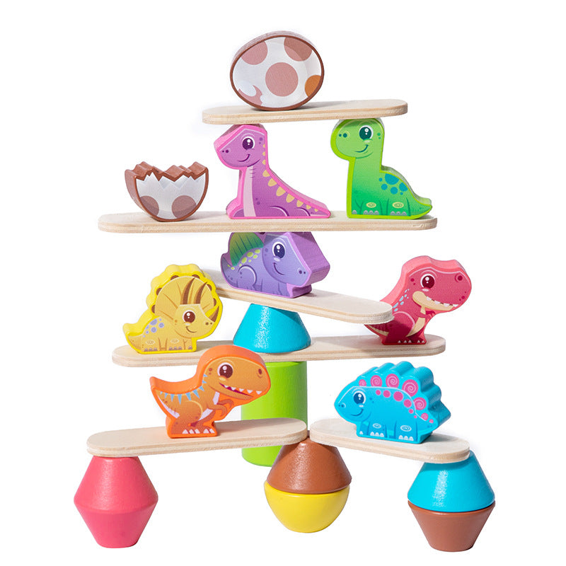 Children's Wooden Dinosaur Animal Stacking Music Balance Building Blocks Kindergarten Puzzle Toy