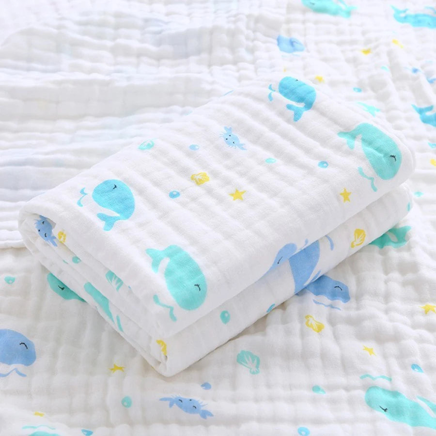 Baby Bath Towel Newborn Bathrobe Cotton Swaddle Blanket for Boy Girl 4-Layer Gauze Infant Washcloth Children's Blanket