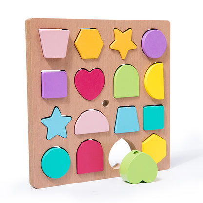 Children's Enlightenment Color Shape Cognition Rope Wooden Puzzle Bead Matching Hand Eye Coordination Montessori Early Education Toys