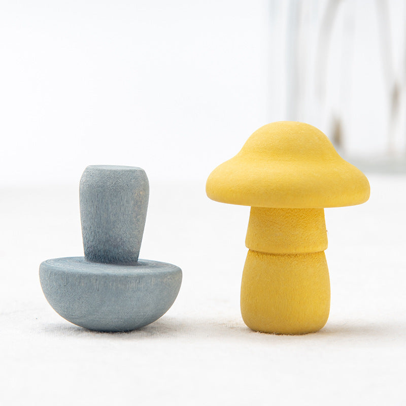 Simulation Mushroom Picking Game Fun Macaron Mushroom Picking Wooden Toy
