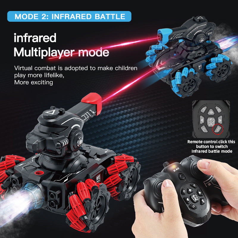 Remote Control Tank Spray Can Launch Number Remote Control Car Metal Track Alloy Electric Toy Car