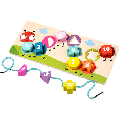 Geometric Shape Cognitive Matching Toys, Children's String Panel, Handheld Board, Jigsaw Puzzle, and Board Assembly Teaching Aids