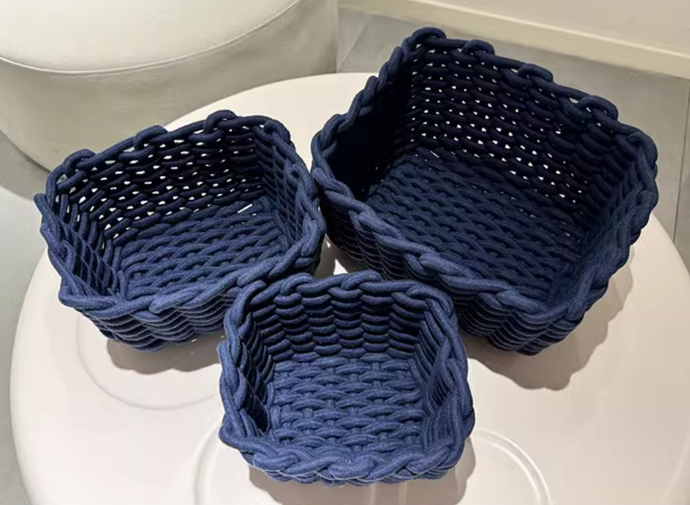 Storage Basket Hand woven Cotton Rope Sorting Basket 3-Piece Set Simple Homestay Design Home Storage Basket