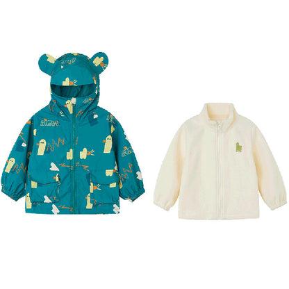 Children's Clothing Autumn Coat Autumn 3 In 1 Two-Piece Set Of Polar Fleece Inner Liner Girls Top