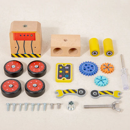 Wooden Montessori multifunctional gear assembly robot for children's hands-on training logic ability puzzle toy