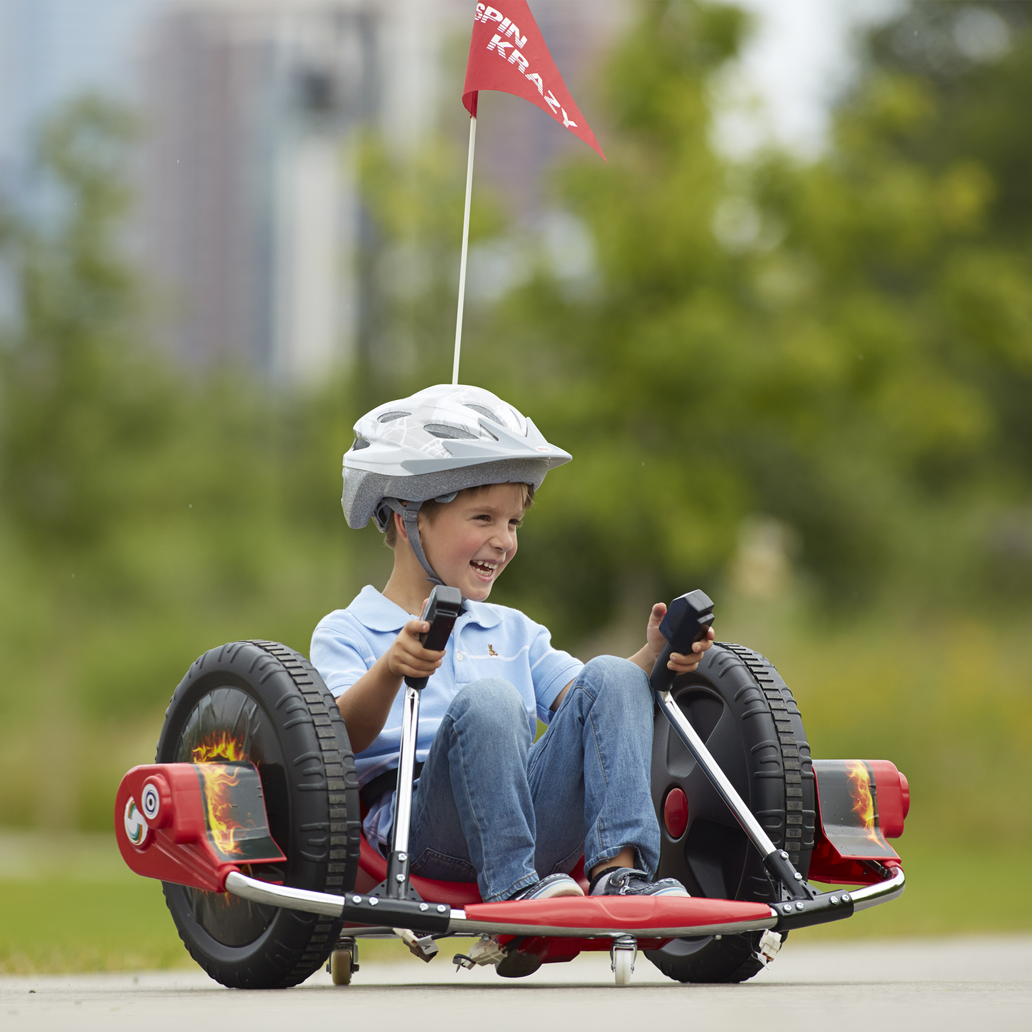 12V Kids Ride On Electric Toy,2WD,16'' exaggerated wheel,Dual handle control for 360 degree flexible steering and rotation