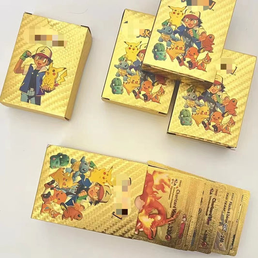 55 sheets Pokémon Pikachu Gold Card Silver Card Pokemon Pokémon Gold Foil Card English ﻿