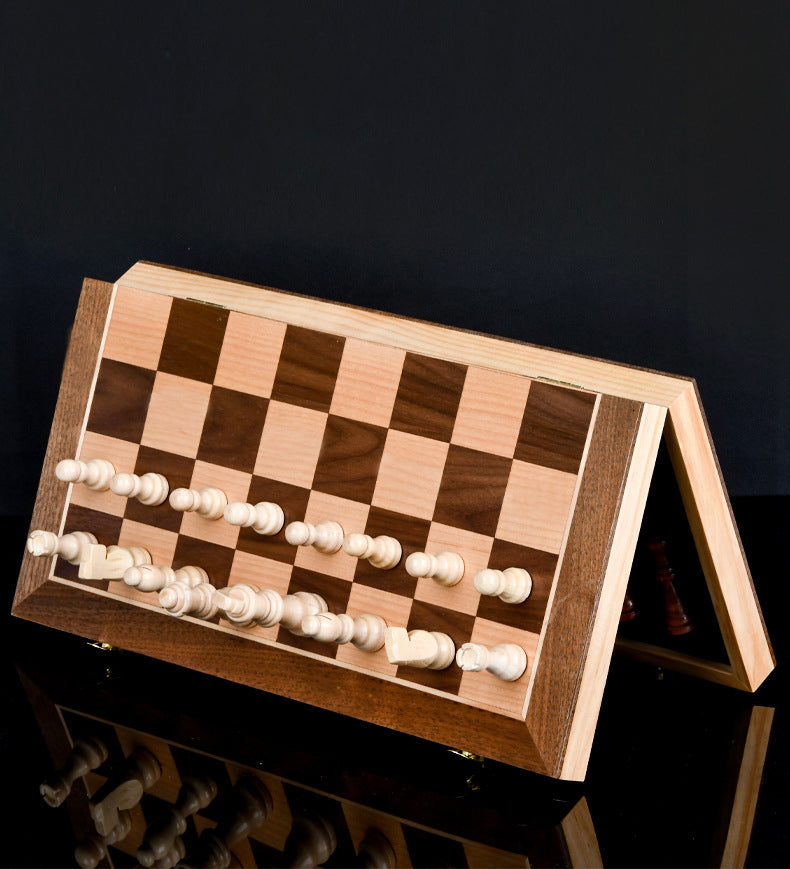 Wooden magnetic chess international checker solid wood chess pieces send the original queen two-in-one combination
