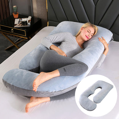 Pregnant women's pillow waist protection side sleeping slope pillow J-shaped pregnancy sleeping pillow