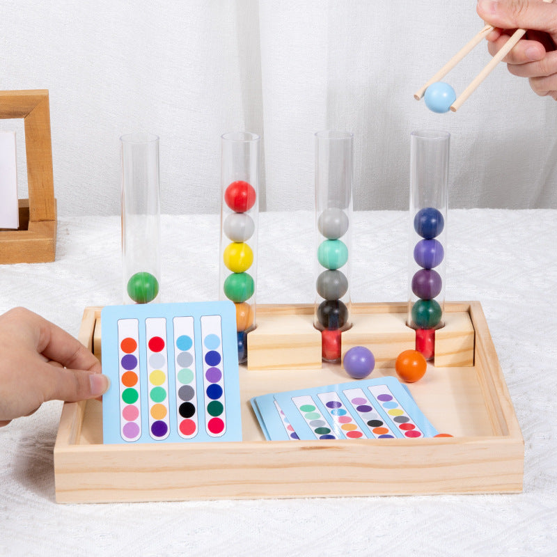 Children's cognitive color gradient matching test tube clip beads puzzle toy