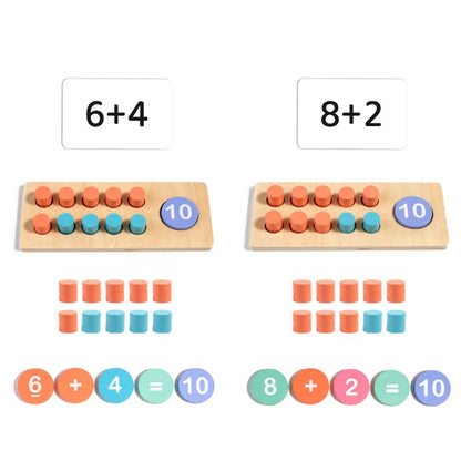 Kindergarten puzzle wooden toy ten grid array addition and subtraction arithmetic ten digit counter for children