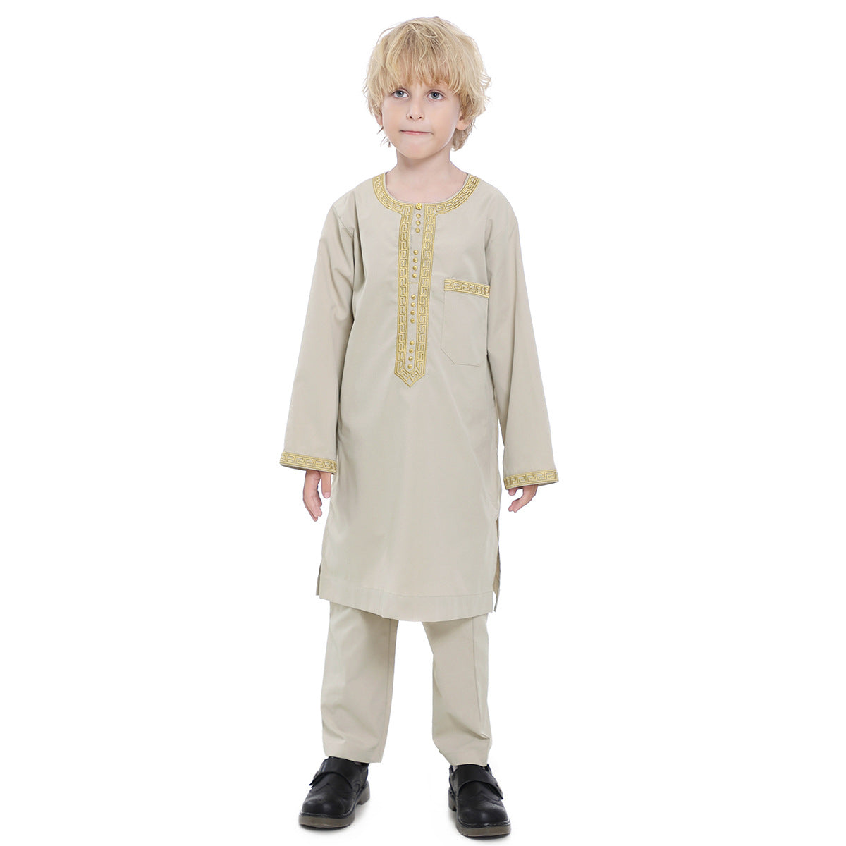 Middle Eastern teenage boy embroidered robe set