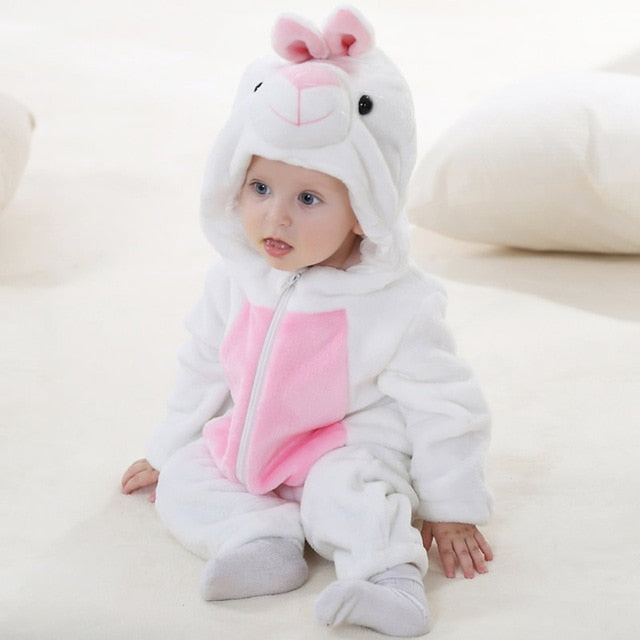 Cute Cartoon Flannel Baby Rompers Novelty Rabbit Cotton Baby Boys Girls Animal Rompers Stitch Baby's Sets kigurumi New born