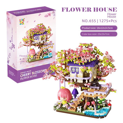 Flower House Assembly Building Blocks Microparticle Toys Christmas Gift